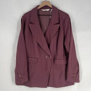 Beautiful by Lawrence Zarian Purple Stretch Ponte Knit Double Breasted Blazer 1X